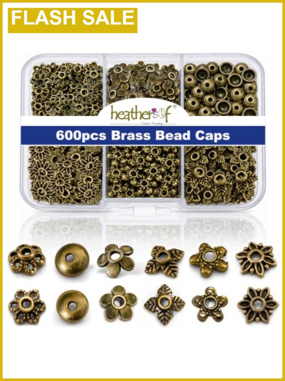 600 Pcs Antique Brass Flower Bead Caps End Caps 6mm for 8-10mm Jewelry Making